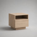 Comodino 45x40x50 cm in legno effetto rovere chiaro con vano aperto e cassetto struttura in MDF forma rettangolare