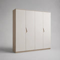 Armadio 200 cm 200 cm 55 cm a quattro ante battenti con apertura integrata struttura in MDF e pannelli truciolari finitura rovere chiaro e bianco
