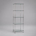 Scaffale da terra 40x35x175 cm a 5 ripiani in vetro temperato struttura in acciaio inossidabile colore argento forma rettangolare