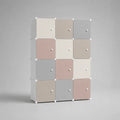 Armadio modulare 120 x 35 x 160 cm con 12 scomparti in pannelli MDF multicolore struttura rettangolare