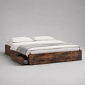Letto matrimoniale 160x200 cm struttura in legno effetto noce scuro con cassetti laterali e rete a doghe forma rettangolare