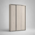 Armadio scorrevole 180 cm 60 cm 200 cm a tre ante con apertura a incavo verticale struttura in MDF e pannelli truciolari finitura beige effetto legno